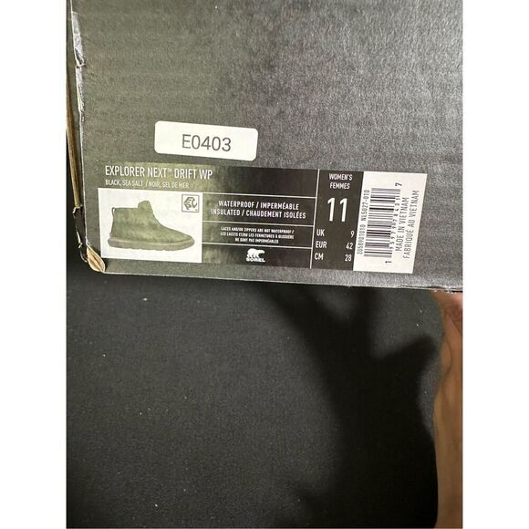 Sorel Explorer Next Drift Waterproof Black Sea Salt Boots 11 - Picture 6 of 6